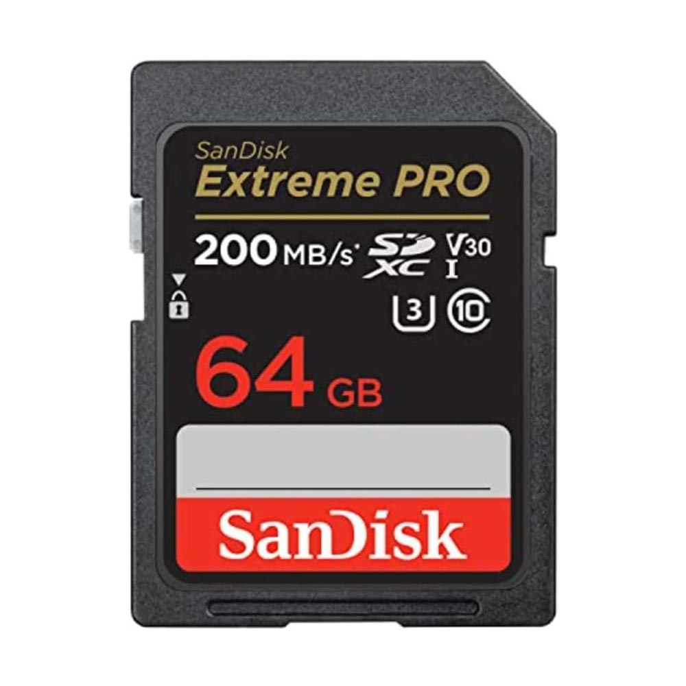 SanDisk SDXC Extreme Pro Class 10 UHS-I U3 V30 Speed 200MB/s 64GB Memory Card