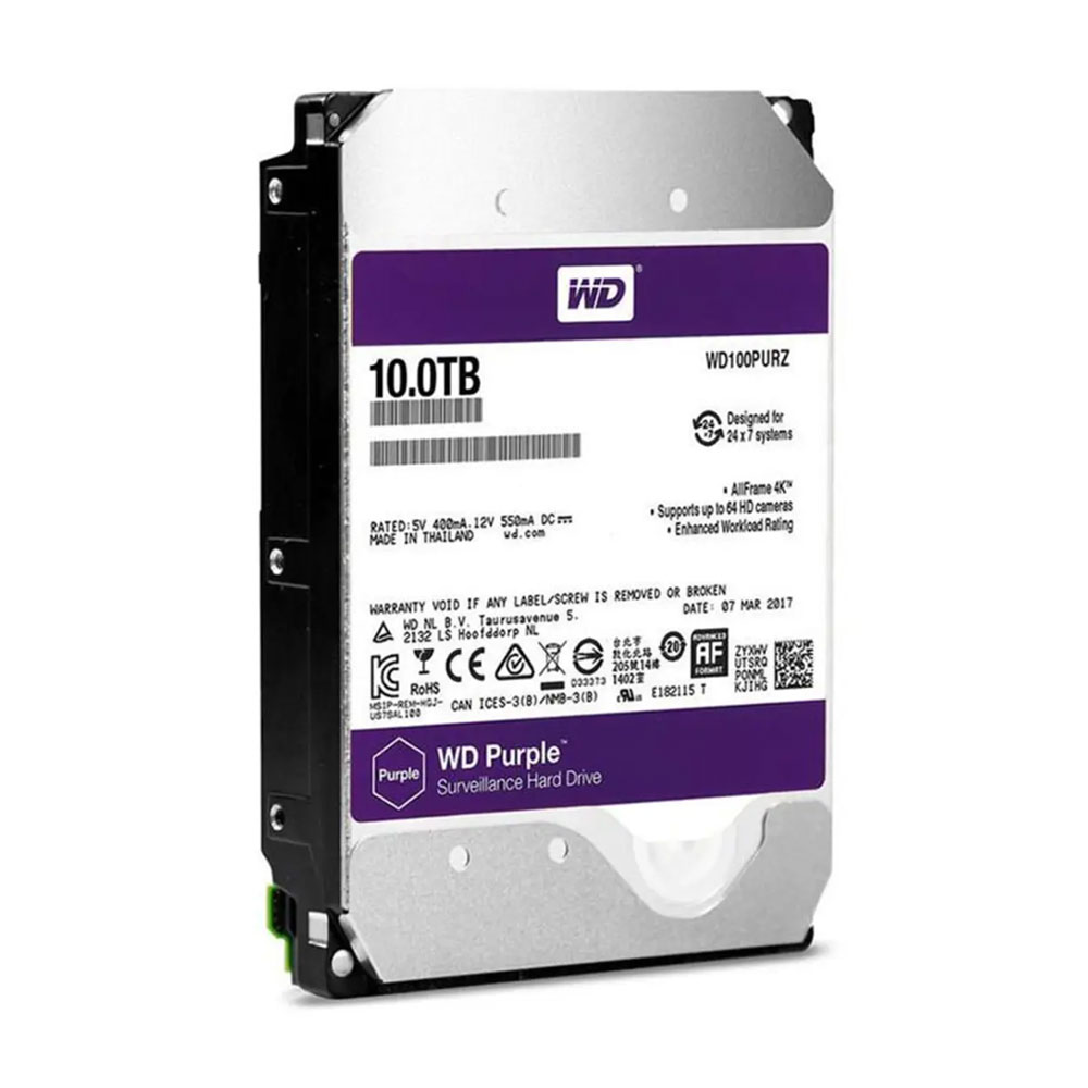 Western Digital Purple WD100PURZ Internal Hard Drive - 10TB