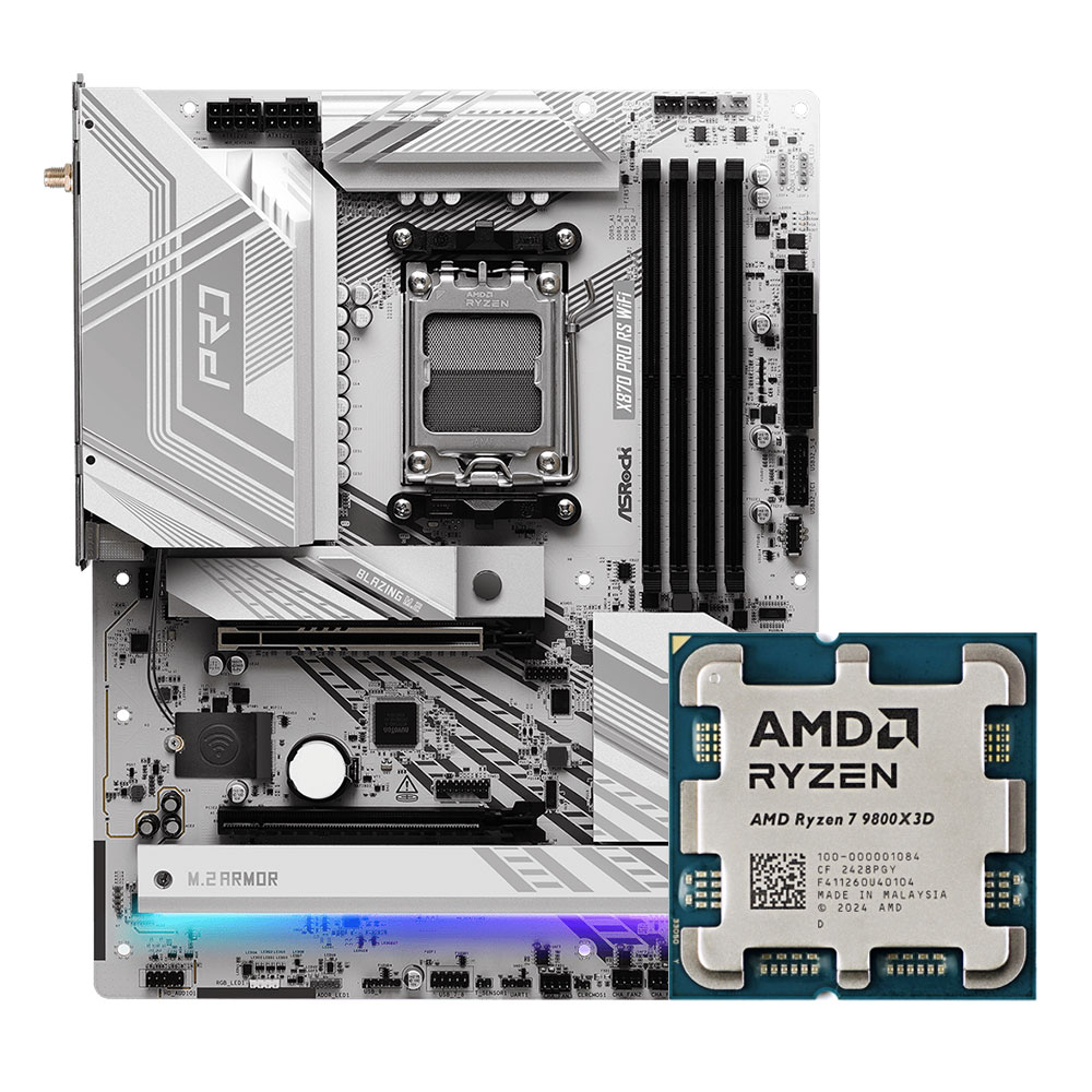 ASROCK X870 Pro RS WiFi Motherboard + CPU Ryzen 7(9800x3D)