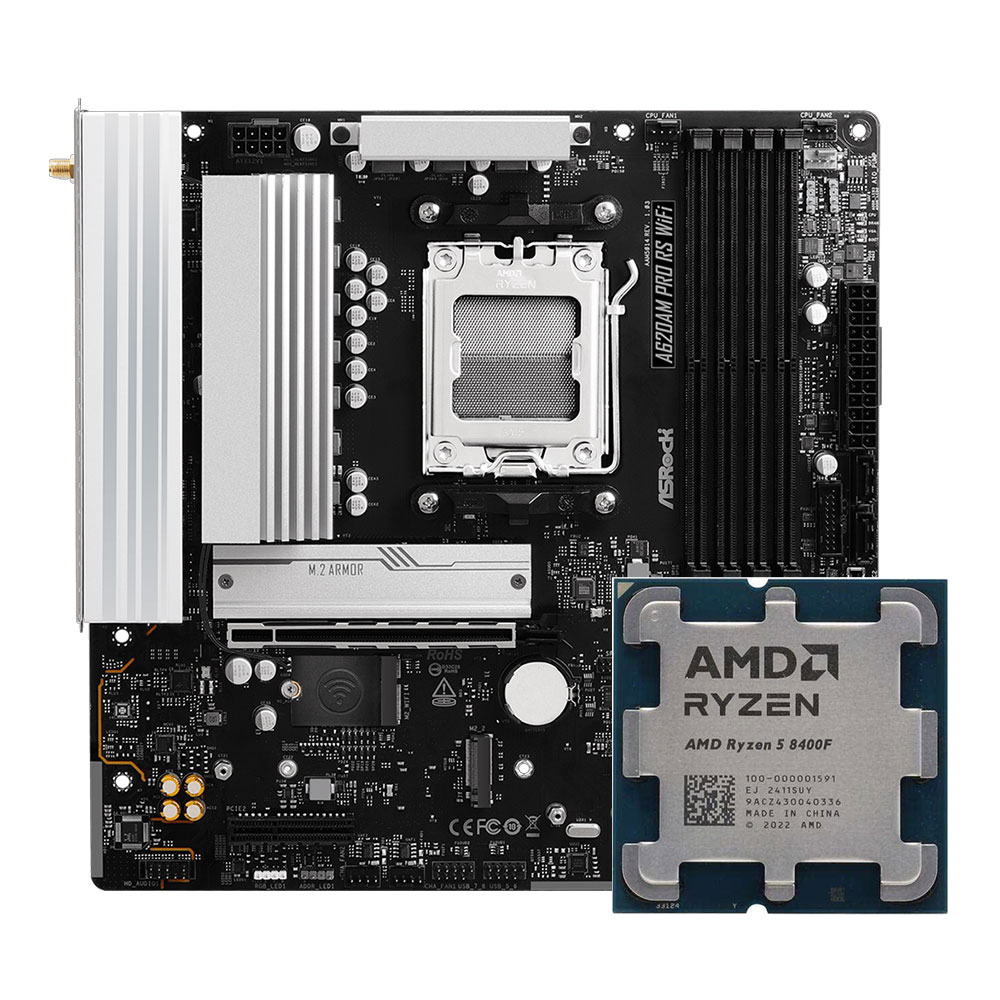 ASROCK A620AM Pro RS WiFi Motheroard + Ryzen 5 8400F CPU