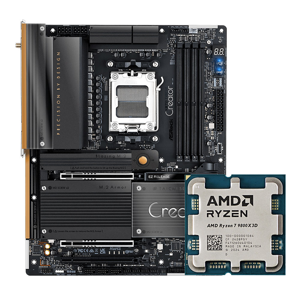 ASROCK X870 Taichi Creator Motherboard + Ryzen 7 9800x3D CPU