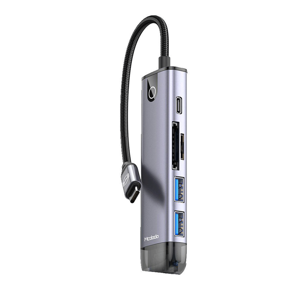 Mcdodo HU-7740 6-in-1 USB-C Type-C to USB3.0 HDMI USB-C TF SD Adapter Hub