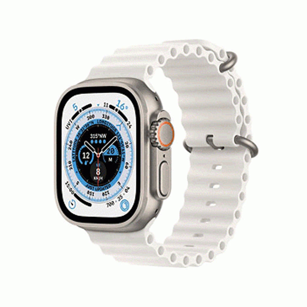 Apple Watch Ultra 49mm Titanium Case with White Ocean Band