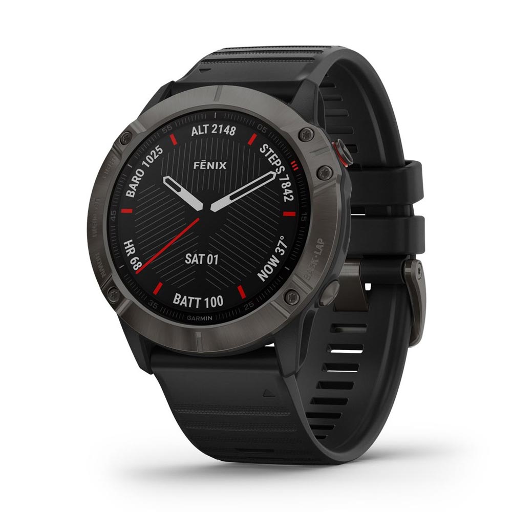 Garmin Fenix 6X Pro and Sapphire editions carbon grey DLC with black band watch 010-02157-11