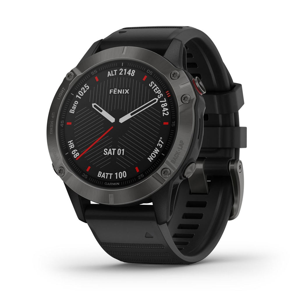 Garmin Fenix 6 Pro and Sapphire Editions carbon grey DLC with black band watch 010-02158-11