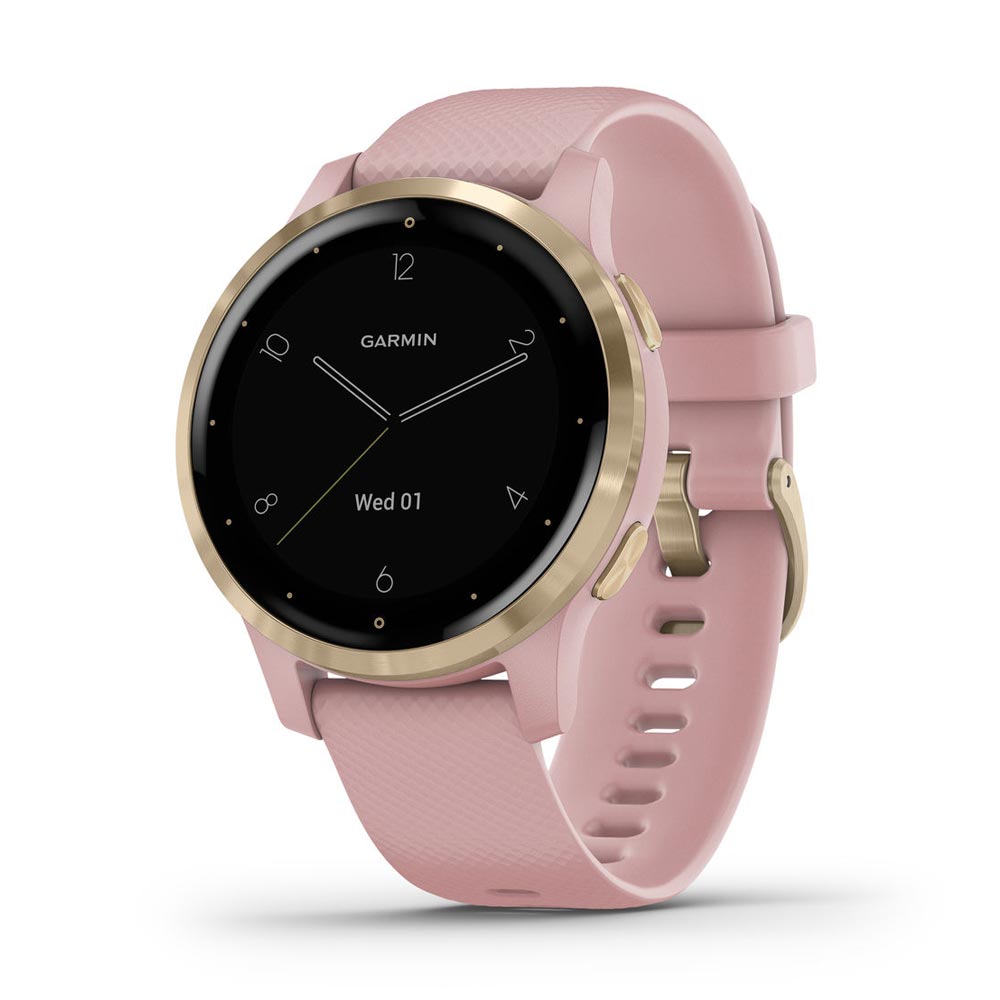 Garmin VivoActive 4S Light Gold Stainless Steel Bezel with Dust Rose Case and Silicone Band 010-02172-31
