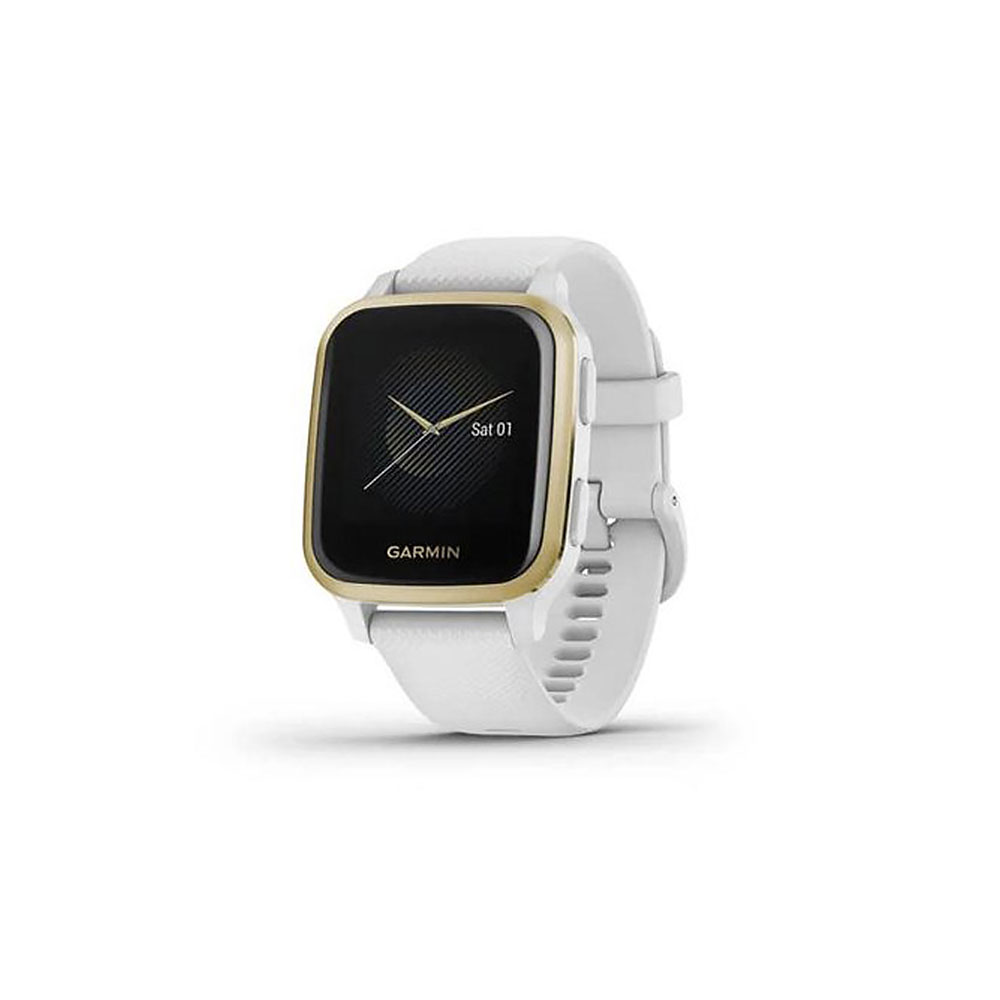 Venu Sq Light Gold Aluminium Bezel with White Case and Silicone Band 010-02427-11