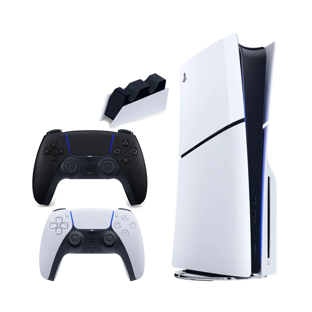 Sony PlayStation 5 Slim Console Region CFI-2116 Europe with black DualSense Controller + charging stand