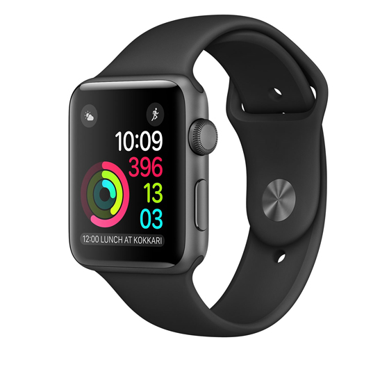 Apple Watch 2 42mm Space Gray Aluminum Case With Black Sport Band