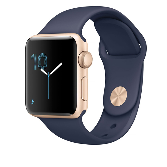 Apple Watch 38mm Gold Aluminum Case with Midnight Blue Sport Band