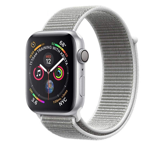 Apple Watch Series 4 GPS 44mm Silver Aluminum Case with Seashell Sport Loop Band