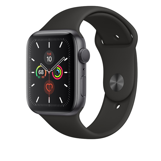 Apple Watch 5 GPS 44mm Space Gray Aluminum Case With Black Sport Band