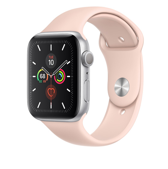 Apple Watch 5 GPS 44mm Silver Aluminum Case With Pink Sand Sport Band