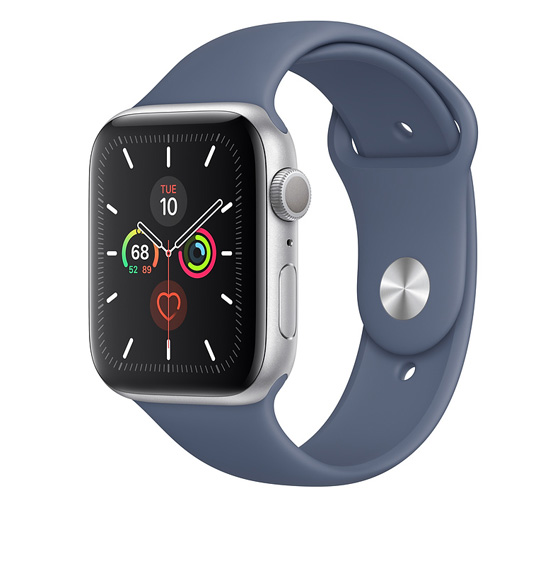 Apple Watch 5 GPS 44mm Silver Aluminum Case With Alaskan Blue Sport Band