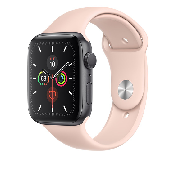 Apple Watch 5 GPS 44mm Space Gray Aluminum Case With Pink Sand Sport Band