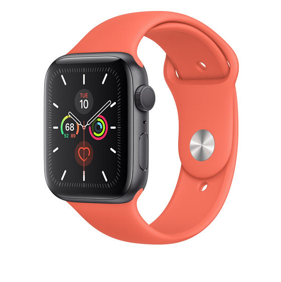 Apple Watch 5 GPS 44mm Space Gray Aluminum Case With Clementine Sport Band
