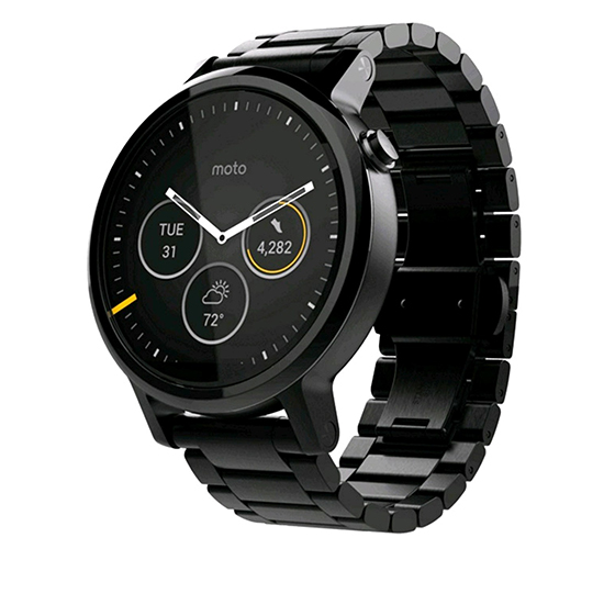 Motorola Moto 360 46mm (2nd gen) With Black Metal Band SmartWatch For Men Smartwatch