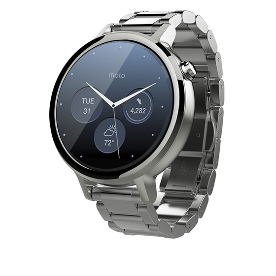 Motorola Moto 360 42mm (2nd gen) With Silver Metal Band SmartWatch For Women Smartwatch