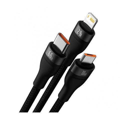 Baseus Flash Series Ⅱ One-for-three Fast Charging USB to M+L+C 1.2M 66W