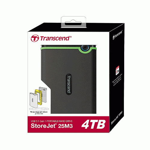 هارد اکسترنال ترنسند StoreJet 25M3S ظرفیت 4 ترابایت StoreJet 25M3S 4TB USB3.1 Slim Portable Hard Drive