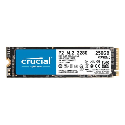 حافظه SSD اینترنال کروشیال مدل P2 NVMe PCIe M.2 2280 ظرفیت 250 گیگابایت Crucial P2 NVMe PCIe M.2 2280 250GB Internal SSD