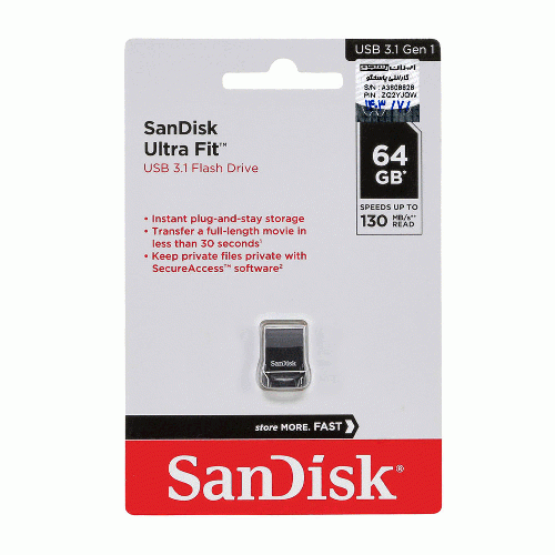SanDisk ULTRA FIT USB2.0 Flash Drive - 64GB