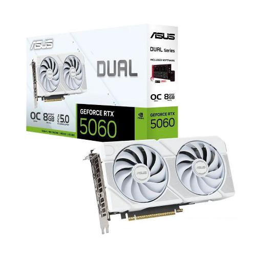کارت گرافیک ایسوس ASUS Dual GeForce RTX 5060 White OC Edition 8GB ASUS Dual GeForce RTX 5060 White OC Edition 8GB Graphics Card