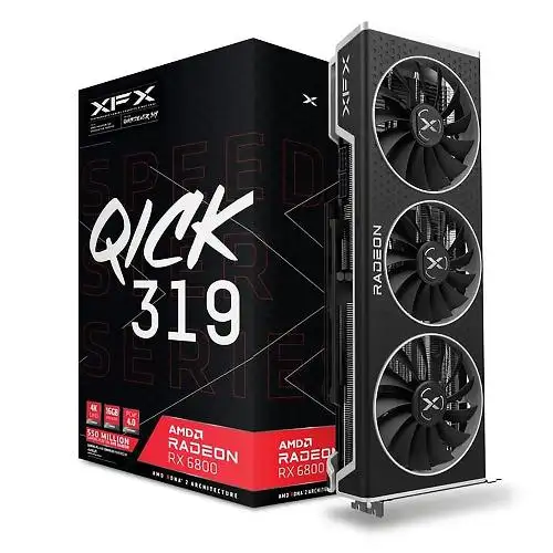 کارت گرافیک ایکس اف ایکس Speedster QICK 319 AMD Radeon RX 6800 16G xfx Speedster QICK 319 AMD Radeon RX 6800 16G GDDR6 Graphics Card