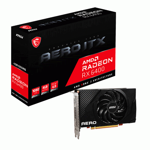 کارت گرافیک ام اس آی Radeon RX 6400 AERO ITX 4G msi Radeon RX 6400 AERO ITX 4G GDDR6 Gaming Graphics Card