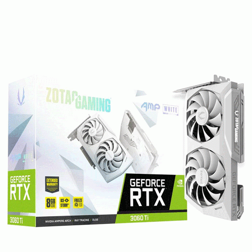 کارت گرافیک زوتک GAMING GeForce RTX 3060 Ti AMP White Edition LHR حافظه 8 گیگابایت ZOTAC GAMING GeForce RTX 3060 Ti AMP White Edition LHR 8GB Graphics Card