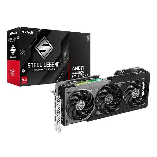 کارت گرافیک ازراک مدل AMD Radeon RX 9070 GRE Steel Legend Dark 12GB OC ASRock AMD Radeo RX 9070 GRE Steel Legend Dark 12GB OC