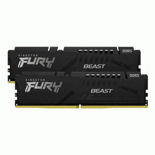 رم کامپیوتر دو کاناله کینگستون Fury Beas با حافظه 32 گیگابایت و فرکانس 6000 مگاهرتز Kingston Fury Beast 32GB 16GBx2 6000MHz CL40 DDR5 Dual Channel Desktop RAM