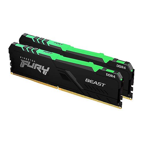 رم دوکاناله کینگستون HyperX FURY Beast RGB DDR4 16GB 3200MHz Kingston HyperX FURY Beast RGB DDR4 16GB 3200MHz CL16 Dual Channel Desktop RAM