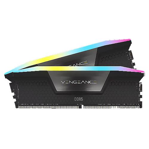 رم کورسیر سری VENGEANCE RGB با ظرفیت 32 گیگابایت و فرکانس 5600 مگاهرتز Corsair VENGEANCE RGB Black DDR5 32GB 5600MHz CL40 Dual Channel Ram