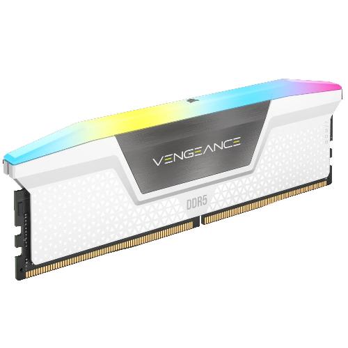 رم DDR5 دسکتاپ 32 گیگابایت 5200Mhz CL40 کورسیر مدل Vengance RGB Whiteدو کاناله DDR5 Desktop RAM 32 GB 5200Mhz CL40 Corsair Vengance RGB White Dual Channel