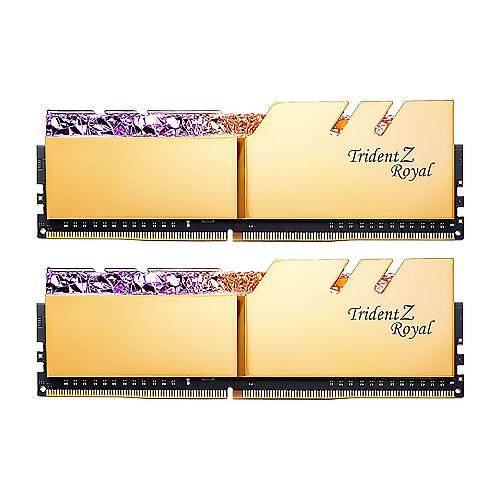 رم دسکتاپ دوکاناله جی اسکیل مدل TRIDENT ROYAL GOLD با ظرفیت 32 گیگابایت و فرکانس 3600 مگاهرتز G.Skill TRIDENT ROYAL GOLD DDR4 32GB 3600MHz CL16 Dual Channel Desktop Ram