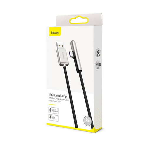 Baseus Iridescent CAT7C-C01 Type-A To Type-C 40W 2m T-Shape Fast Charging Data Cable Black