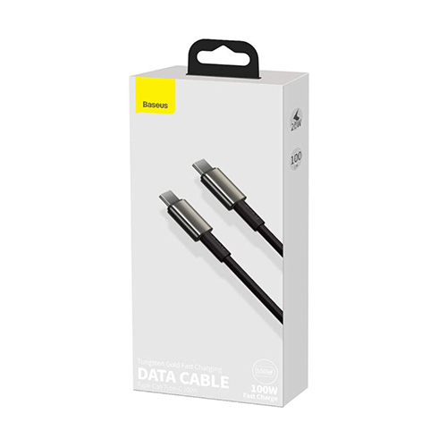 Baseus Tungsten Gold CATWJ-A01 Type-C 100W 2m Data Fast Charging Cable Black