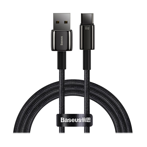 Baseus Tungsten Gold CATWJ-B01 Type-A To Type-C 66W 1m Fast Charging Data Cable Black