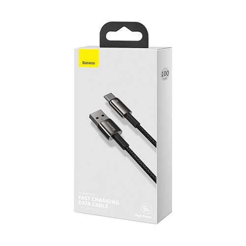 Baseus Tungsten Gold CATWJ-B01 Type-A To Type-C 66W 1m Fast Charging Data Cable Black