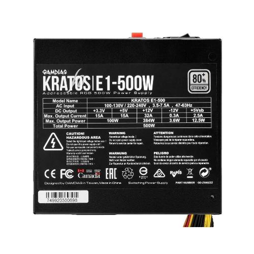 منبع تغذیه کامپیوتر گیمدیاس مدل KRATOS E1-500W Gamdias KRATOS E1-500W Computer Power Supply