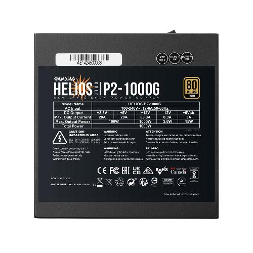 منبع تغذیه گیم دیاس HELIOS P2-1000G GAMDIAS HELIOS P2-1000G Gold Fully Modular Power Supply
