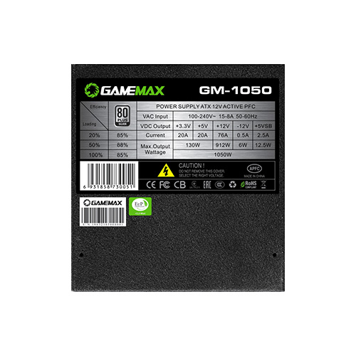 پاور گیم مکس GM-1050 Silver 1050W GameMax GM-1050 Silver 1050W Semi-Modular Power Supply