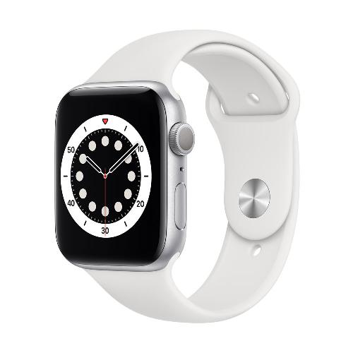 Apple Watch Series 6 44mm Silver Aluminum Case with White Sport Band