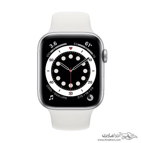 Apple Watch Series 6 44mm Silver Aluminum Case with White Sport Band