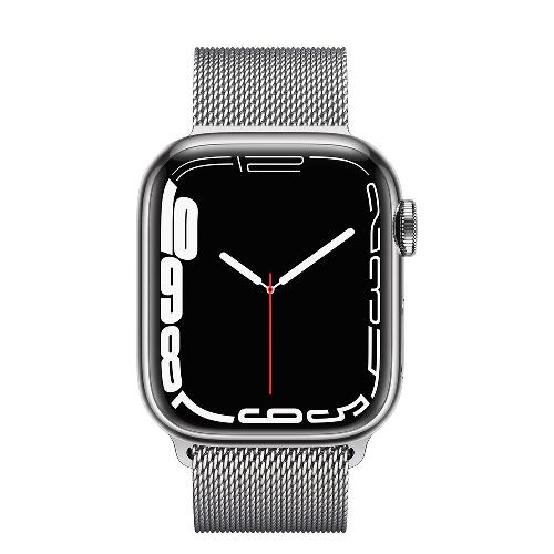 ساعت هوشمند اپل واچ سری 7 استیل نقره ای 45 میلیمتری با بند Silver Milanese Loop Apple Watch Series 7 GPS 45mm Silver Stainless Steel Case with Milanese Loop