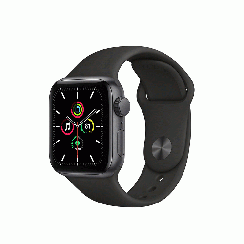 ساعت هوشمند اپل سری SE 2021 آلومینیوم خاکستری با بند اسپرت سیلیکون مشکی 44 میلی متری Apple Watch Series SE 2021 GPS 44mm Gray Aluminum Case With Black Sport Band