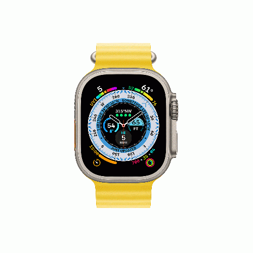 ساعت هوشمند اپل سری Ultra بدنه تیتانیومی 49 میلمتری با بند Yellow Ocean Band Apple Watch Ultra 49mm Titanium Case With Yellow Ocean Band