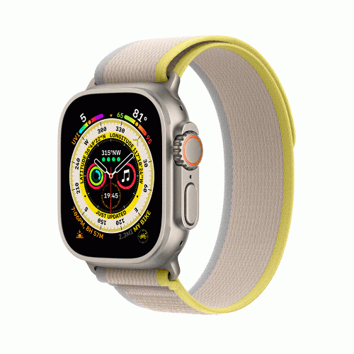 ساعت هوشمند اپل سری Ultra بدنه تیتانیومی 49 میلمتری با بند Yellow/Beige Trail Loop Apple Watch Ultra 49mm Titanium Case with Yellow/Beige Trail Loop