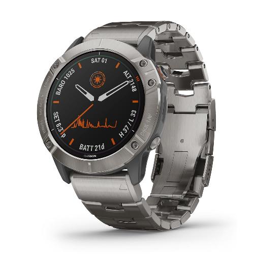 ساعت گارمین مدل Fenix 6X Pro Solar Edition titanium with vented titanium bracelet Garmin Fenix 6X Pro Solar Edition titanium with vented titanium bracelet Watch 010-02157-24
